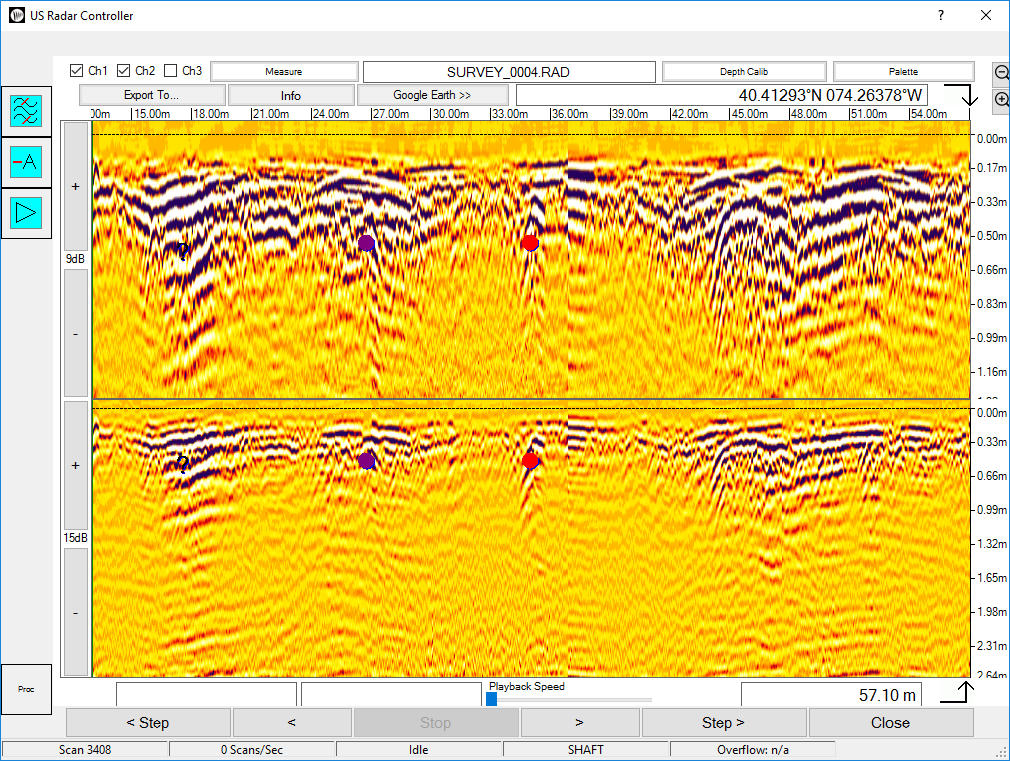 Example of full-color GPR data display