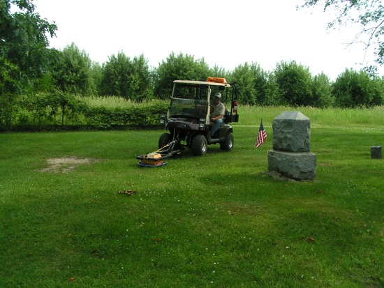 High-speed GPR rover surveying a grassy area
